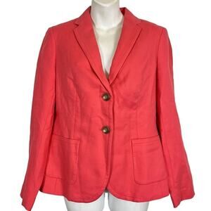 Talbots Womens Coral Pink Cotton Blend Suit Jacket Career Lined Blazer sz 4